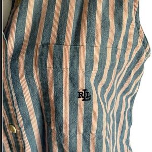 Ralph Lauren polo cotton sleeveless striped button blouse Sz 8 preppy